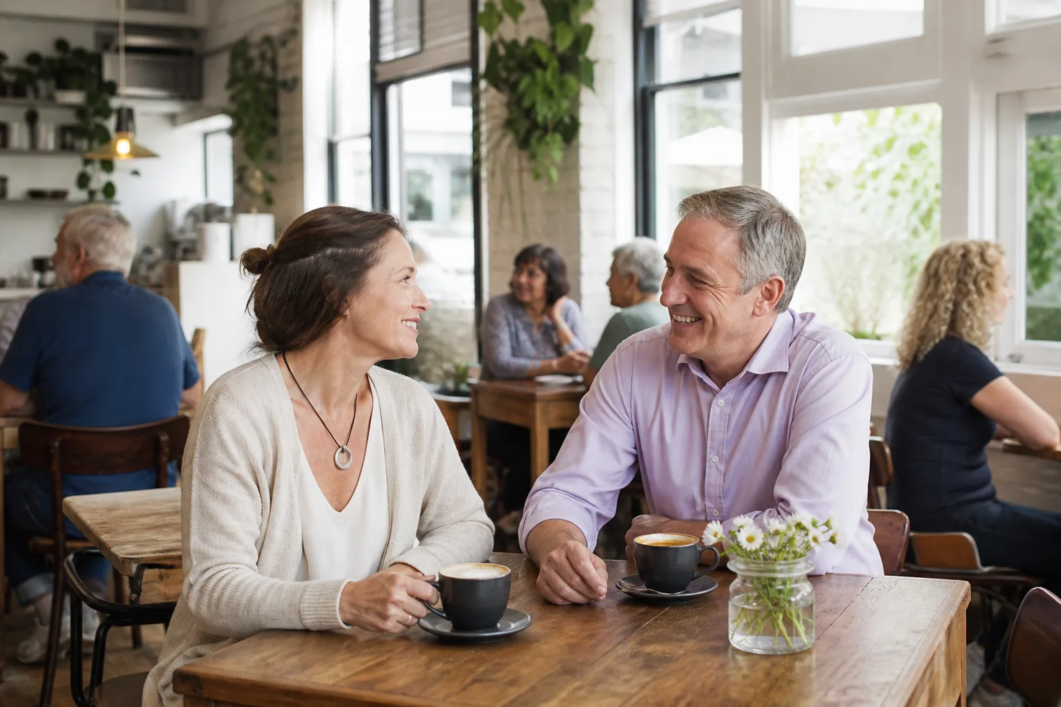 Mature couple talking beside the Brisbane River