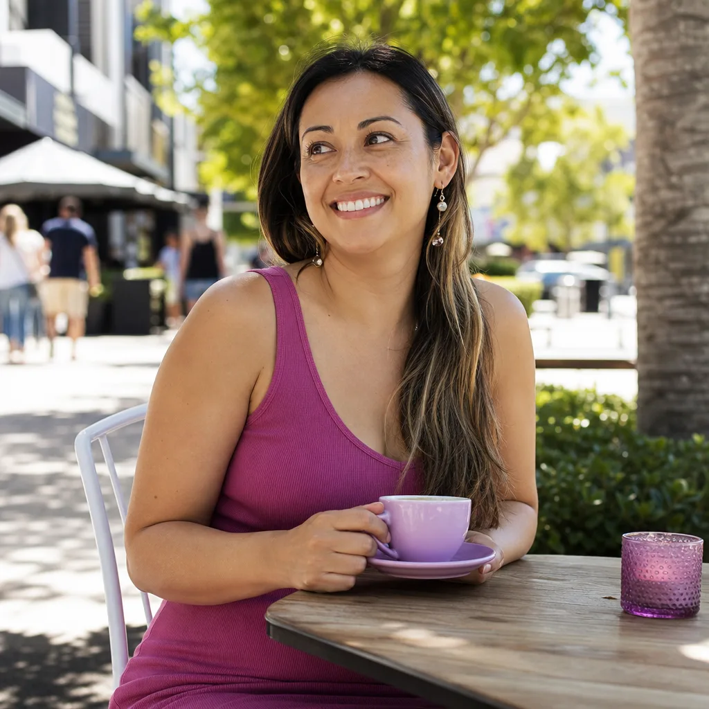A relaxed first date at an outdoor cafe in South Bank, Brisbane