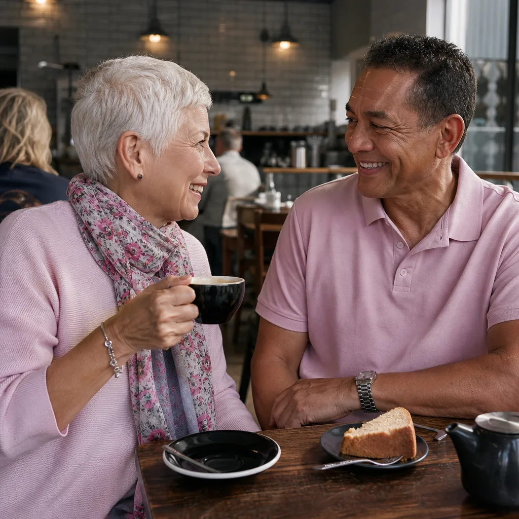 Mature woman creating an online dating profile at home in Brisbane