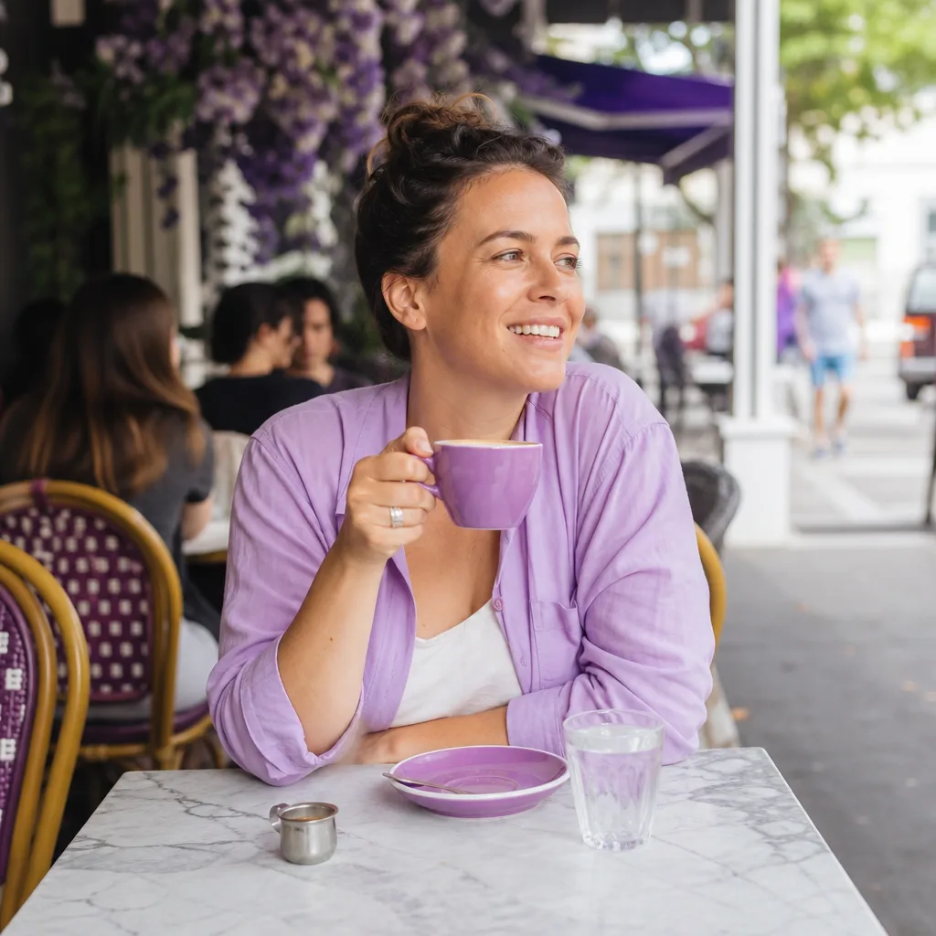 Two Brisbane singles meeting for coffee at a busy public cafe